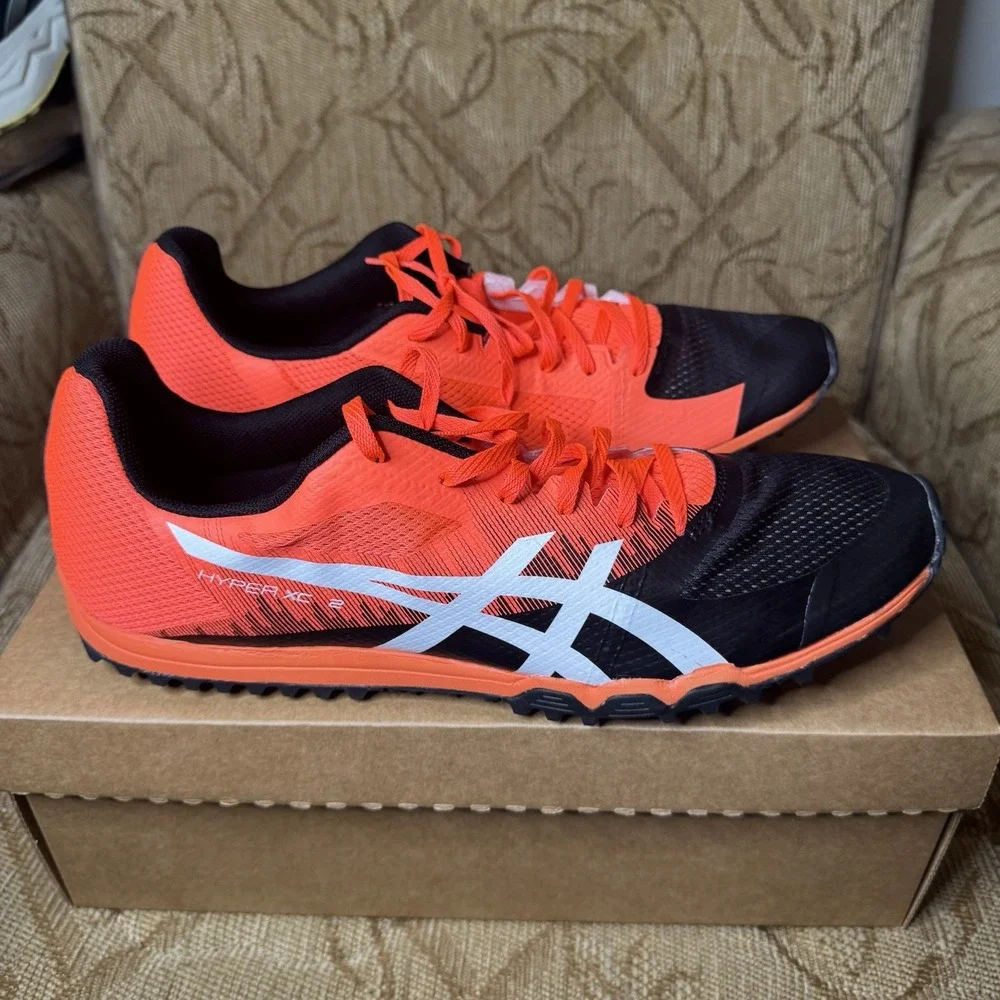 Asics Hyper XC 2 UNISEX Size 13 Flash Coral White Track‎ Cleats Shoes